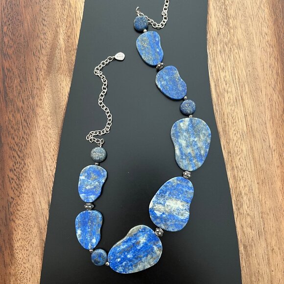 Barse Sterling Silver and Lapis Gemstone Statement Necklace - Picture 2 of 6